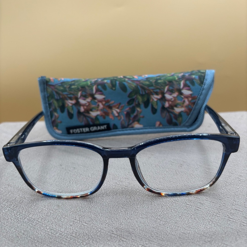 Foster Grant Misha BLU Reading Glasses +1.50 Navy Tortoise Rectangular Frames